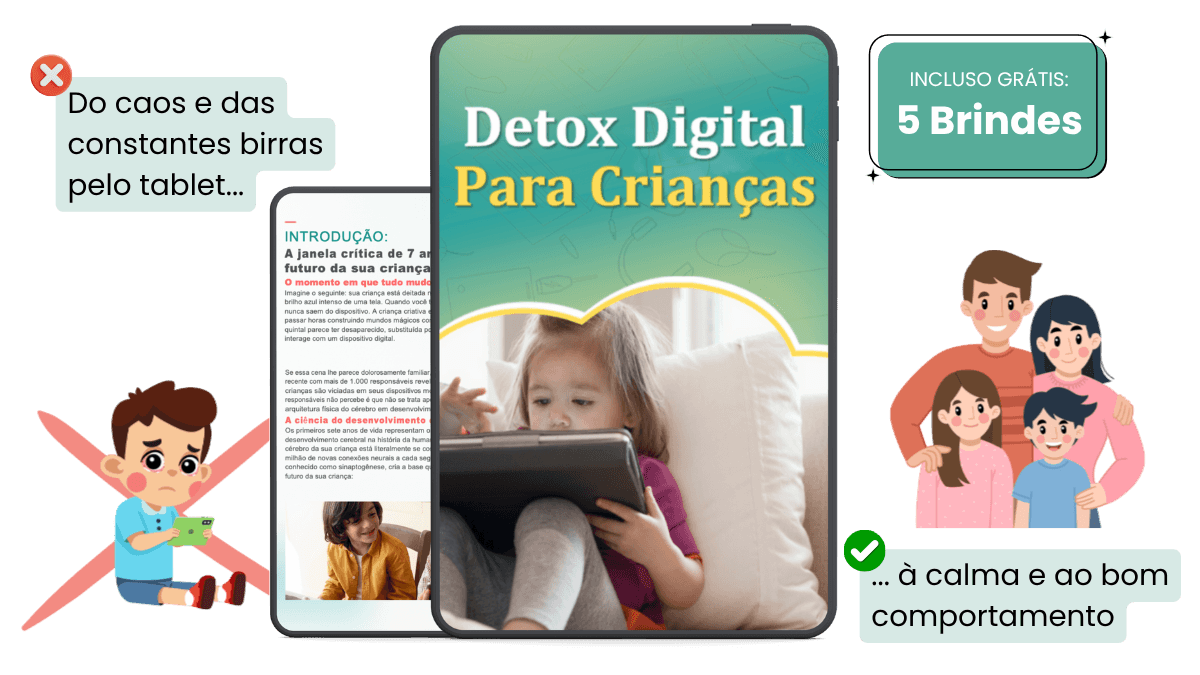 Guia digital Detox Digital Para Crianças com 5 brindes inclusos